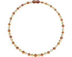 Wild Sun Barnsteen Ketting Volwassene - Amber Ketting - Baltische Barnsteen – 45 cm – Milk / Cognac