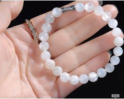 Witte Maansteen Natuurlijke Edelsteen Armband voor Dames en Meisjes – 20 cm – 5A Kwaliteit – 8 mm