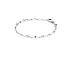 Yep! armband bolletjes roze emaille 13 + 3 cm - 2.5 mm - Zilver