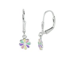 Yep! oorhangers bloem emaille brisur haak - Zilver