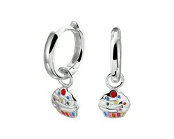 Yep! oorringen cupcake emaille - 12 mm - Zilver