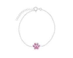 Zilveren kinderarmband roze hondenpoot | poot armband | dierenpoot armbandje Meisje Zilver | Zilverana | Sterling 925 Silver