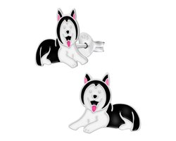 Zilveren kinderoorbellen - husky oorstekers - nikkelvrij