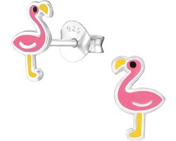 zilveren kinderoorbellen in de vorm van een flamingo |  Oorbellen meisje | Kinderoorbellen meisje zilver | Zilverana