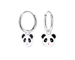 Zilveren kinderoorbellen met panda hanger | Oorringen Meisje Zilver | Zilverana | Sterling 925 Silver
