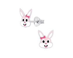 zilveren konijn kinderoorbellen | konijntje oorknopjes Meisje Zilver | Zilverana | Sterling 925 Silver