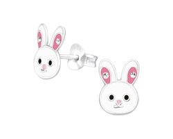 Zilveren konijntjes crystal kinder oorstekers | konijn oorknopjes | oorbellen Meisje Zilver | Zilverana | Sterling 925 Silver