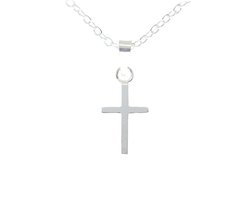 Zilveren kruisje aan zilveren ketting - 925 zilver kruis - ketting 45 cm 1 mm