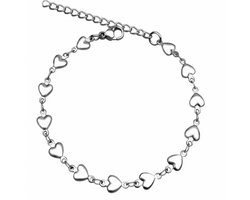 Zilverkleurig -hartjes- armband- 15-17 cm - 5-7 jaar - Charme Bijoux