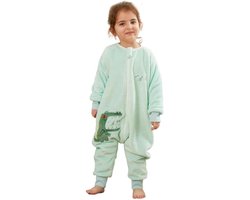 Baby Cartoon Slaapzak met Lange Mouwen en Voeten voor Peuterjongens en Meisjes Drievoudige Ritssluiting Dier Flanellen Draagbare Deken Geschikt voor 4-5 Jaar Oud