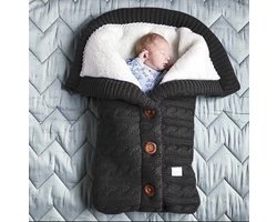 Baby slaapzak | baby voetenzak | Baby Wandelwagen slaapzak | Deken met knopen  - Zwart