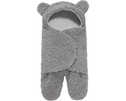 Babyslaapzak Teddy Grijs – Zachte Inbakerdoek voor Lente – Newborn 0-2 Maanden – Comfortabel