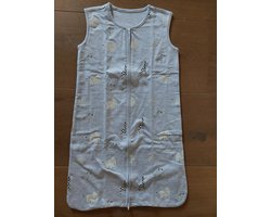 BIO-katoen baby slaapzak mouwloos 90cm, grijs melange met alloverprint Safari