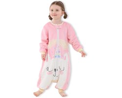BoefieBoef Lama Mouwloze Baby Slaapzak Peuter Pyjama 1-3 jaar - TOG 1.5 - Kinder Trappelzak - Kickback Pyjama voor Jongens & Meisje - Onesie - Jumpsuit - Boxpakje - Kruippak - Romper - Katoen Flanel - Kraamcadeau - alle Seizoenen - roze