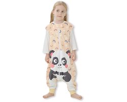 BoefieBoef Panda Mouwloze Babyslaapzak 1.5 TOG - Kinderpyjama 1-3 Jaar- Peuter Boxpak met Voeten - Trappelzak Dier - Kickback Pyjama - Comfortabel, Ademend & Veilig - Trappelzak - Boxpak - Kruippak - Katoen Flanel - Perfect Kraamcadeau - Bruin
