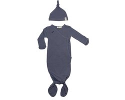 Cocon Baby Slaapzak & mutsje 0-3 mnd - Knoopslaapzak + krabwantjes - Geknoopte Slaapzak 50/56 - Blue Nights - Blauw - Snoozebaby