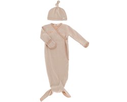 Cocon Baby Slaapzak & mutsje 0-3 mnd - Knoopslaapzak + krabwantjes - Geknoopte Slaapzak 50/56 cm - Milky Rust - Roze - Snoozebaby