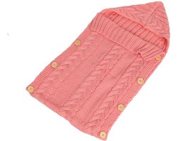 Finnacle - Baby Slaapzak | Wandelwagen Deken | Knopen | Roze | Babykamer | Kraamkado | Uitzetlijst | Wol | Inbakeren
