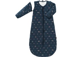 Fresk Slaapzak Baby Winter - 6-12M - 90 cm - Afritsbare Mouwen - Interlock met Lichte Voering - Biologisch Katoen - Zacht en Ademend - TOG 2.8 - Blauw - Rabbit Mood Indigo