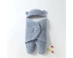 IL BAMBINI - Zachte fleece teddy beer - Inbakerdoek - Slaapzak - Newborn - Blauw