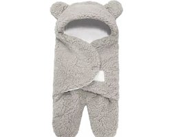 IL BAMBINI - Zachte fleece teddy beer inbakerdoek - slaapzak - newborn - Lichtgrijs