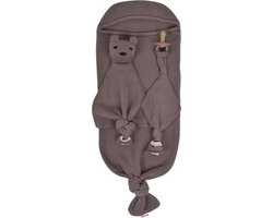 Minora Inbakerslaapzak Set 0/8 maand- Cocoon Teddy en Fopspeenhouder- 3 Delig babykleding jongens en meisjes-Winterslaapzak- Swaddle-Inbakerdoeken- Kraamcadeau - Newborn- Bruin- Sinterklaas