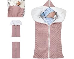 Pasgeboren kinderwagendeken - Fleece slaapzak - Winterdeken - Dikke fleece - Geschikt voor babyjongens en -meisjes van 0-6 maanden - Roze