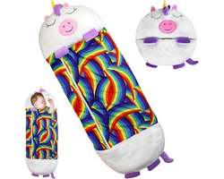 Slaapzak, knuffeldier voor kinderen, 125 x 46 cm, kinderslaapzak met kussen, 2-in-1 opvouwbare dierenslaapzak, zachte knuffeldierslaapzak voor jongens en meisjes