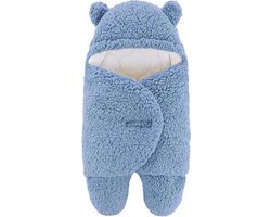 Teddy Babyslaapzak – Winter Editie – Blauw – Inbakerdoek Baby – Maat 62/68 (3–6 Maanden) – Warme en Zachte Baby Slaapzak van Teddy Polyester
