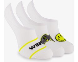 3 paar invisible kinder sokken wit met opdrukken - Maat 31/34
