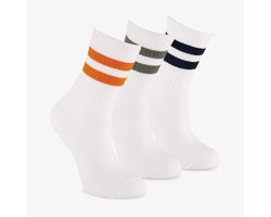 3 paar kinder sportsokken met strepen wit - Maat 35/38