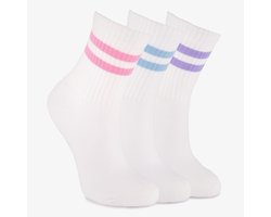 3 paar kinder sportsokken met strepen wit - Maat 35/38