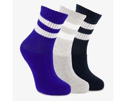 3 paar kindersokken met streepjes blauw grijs - Maat 23/26
