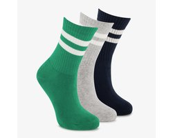 3 paar kindersokken met streepjes groen grijs zwart - Maat 23/26