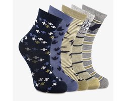 5 paar kindersokken met print blauw - Maat 23/26