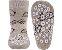Antislipsokken Ewers Babymaat - Beige met Vosjes en Beren Grijs - Nopjes Siliconen -16/17