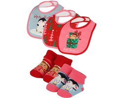 Apollo Baby Kerstsokken + Slabbetje Set Kerst Print - Maat One Size