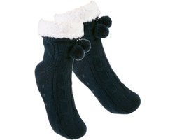 Apollo Fleece huissokken/slofsokken - kinderen - blauw - warme voering - comfortabel - gebereid