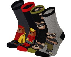 Apollo Jongens Antislip Sokken 4-Pack Beer Print - Maat 35/38