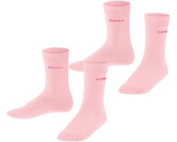 Esprit Foot Logo 2-Pack eenkleurig katoen multipack sokken kinderen roze - maat 27-30