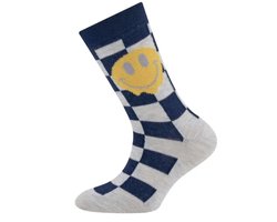 Ewers - Sokken - Smiley - Geblokt - Blauw - Maat 23/26