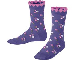 FALKE Ditsy Flowers gedessineerd katoen sokken kinderen purper - maat 23-26