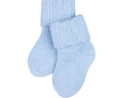 FALKE Flausch eenkleurig wol katoen sokken baby blauw - maat 80-92