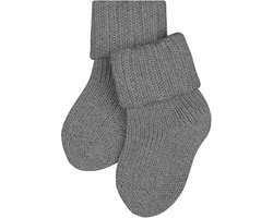 FALKE Flausch eenkleurig wol katoen sokken baby grijs - maat 74-80