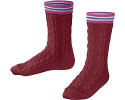 FALKE Preppy Cable gedessineerd wol sokken kinderen rood - maat 39-42