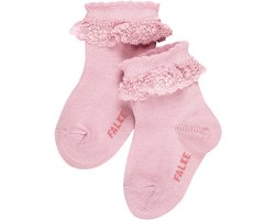 FALKE Romantic Lace eenkleurig katoen sokken baby roze - maat 50-56