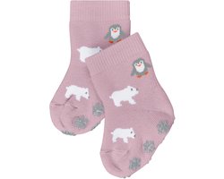 FALKE Winter Animals Noppen op de zool katoen huissokken baby roze - maat 74-80