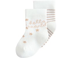 Next - Pasgeboren unisex - Set vna 2 paar Hello World babysokjes - Wit