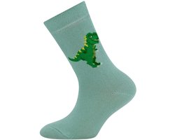 Sokken Ewers Kindermaat - Lichtblauw/groen met T-Rex Dinosaurus Groen-27/30
