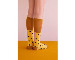 Sticky Lemon - knee high socks | black freckles | pirate purple + retro yellow